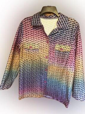 Women's Multicolor Gradient  Button-Up Shacket